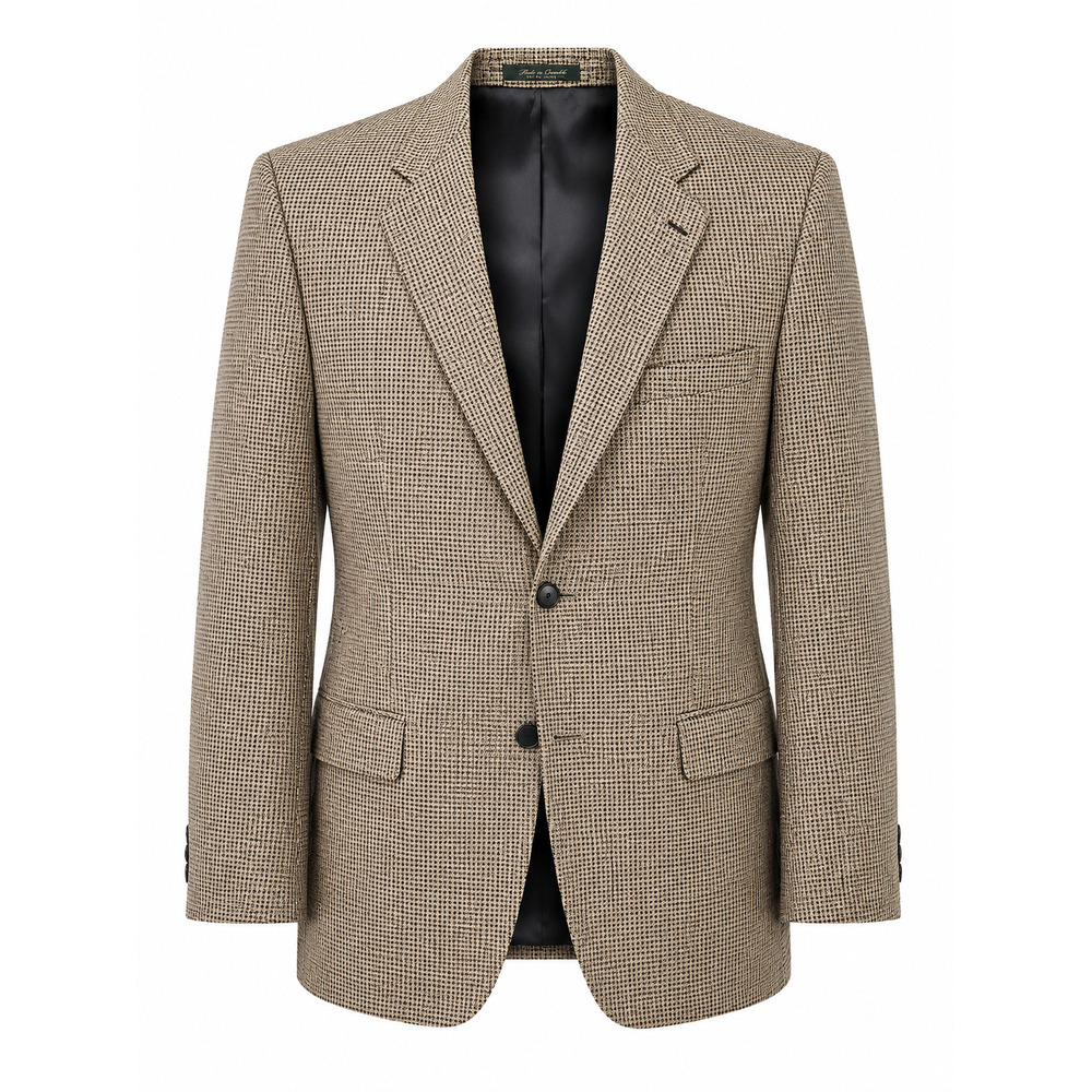 Vintage FIORI Silk Wool Houndstooth Blazer Quiet Luxury 46R